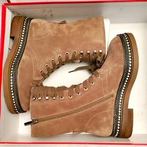 VINCE CAMUTO Embellished Branda  Combat Boot. Sable Suede NIB! Size 6.5 M